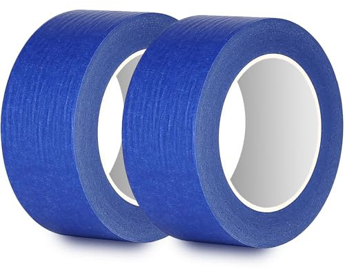 Rusoz Malerkrepp 50mm x 50m Blau Kreppband 2 Rollen Abklebeband Maler Beschreibbar Automotive Kreppband Breit Universal Malerband Für Malerarbeiten Und Dekoration, Malerarbeiten, Allzweck