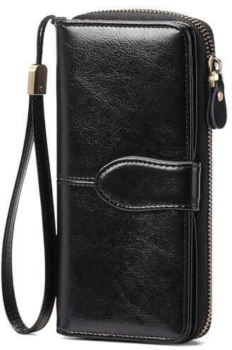 GAEKEAO Portefeuille Femme Grand Format, Grande capacité Porte Monnaie Femme Cuir, Porte-chéquiers Porte-Carte RFID Blocage, Idee Cadeau Femme