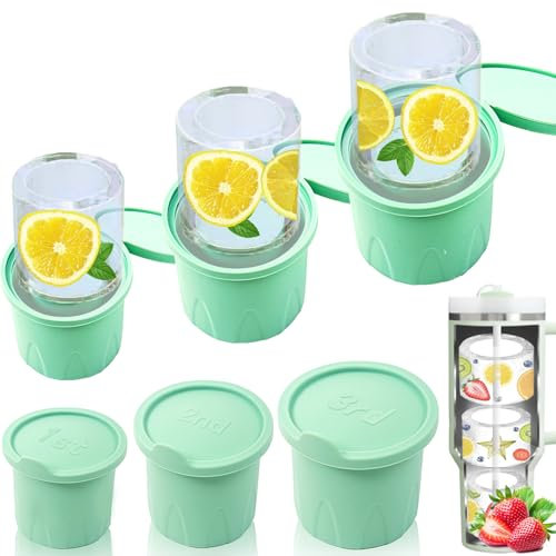 Eiswürfelform für Stanley Cup mit Deckel Silikon Eiswürfelmaschine Hohlzylinder Eiswürfelform Eiswürfel Groß Eiswürfelbehälter für Stanley Cup Zubehör Whisky Getränken Kaffee (Grün)
