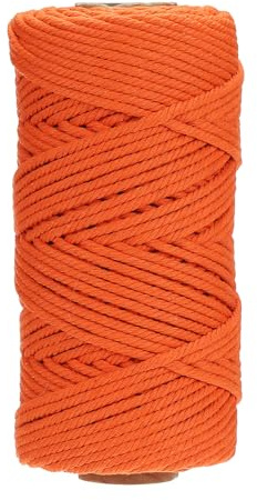 PATIKIL 4mm x 109 Yardas Cuerda de Macramé de Algodón Suave Hilo de Macramé de Colores de Algodón Trenzado de 4 Hilos para Colgador de Pared Macetero Atrapasueños DIY Naranja
