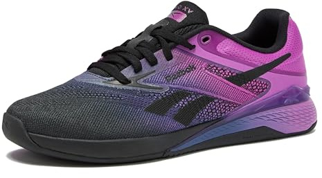 Reebok Women's Nano X5 Sneakers, Cross Training Gym Walking Shoes, Black/Twilight Purple/Purple Rave, 6.5 UK
