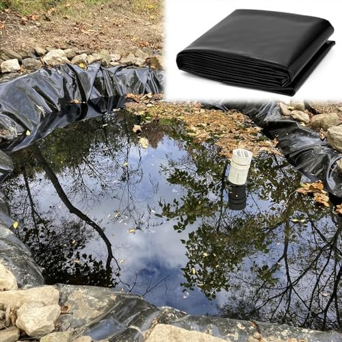 Bâche pour Bassin Étanche Revêtement D'étang 0.12mm Flexible Doublure pour Étang pour Piscines Fontaines Extérieur Petits Étangs Jardins Aquatiques Liner(4x6.0m (13.1x19.7ft))