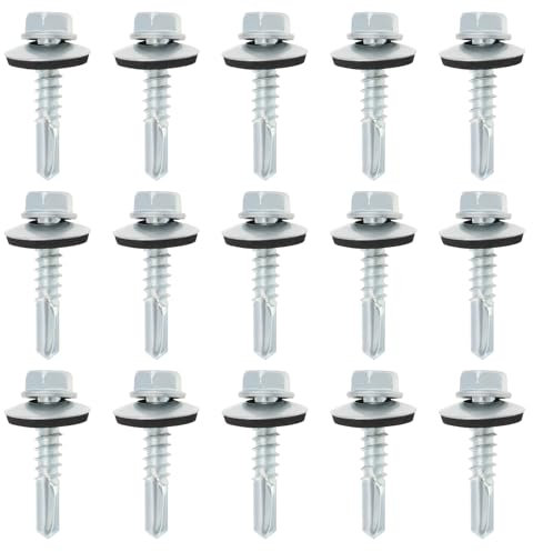 ECSiNG 100PCS Viti Per Tetto Autoperforanti Esagonali M5.5x25mm Con Guarnizione Tenuta Gomma Viti Per Tetto In Acciaio Al Carbonio Zincato Per Pannelli A Parete Per Tetto Ondulato