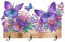 egjxal Lila Blume Schmetterling DIY 5D Diamant Malerei Wandhaken Kleiderhaken Wandmontage Holz Garderobe mit 3 Schwarz Metallhaken Diamant Kunst Dekorative Haken Schiene zum Aufhängen Badezimmer