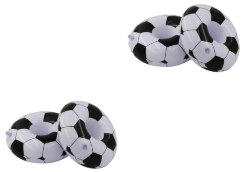 VICASKY 4stücke Aufblasbare Fußball Getränkehalter Aus PVC Lustige Deko Für Strand Pool Und Partys Stabil Im Wasser Einfach Zu Verwenden Für Tropische Themenveranstaltungen