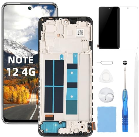 Beefix Pantalla para Xiaomi Redmi Note 12 4G LCD Pantalla Reemplazo 23021RAAEG 23021RAA2Y Pantalla táctil Digitizer Ensamblaje con Herramientas + Marco