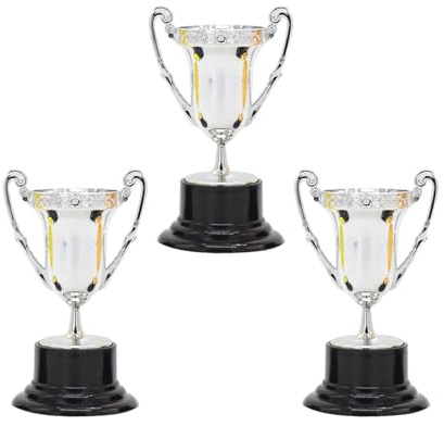 Yunhgft Set di 3 Mini Coppe Trofeo per I Vincitori nelle Competizioni, Argento