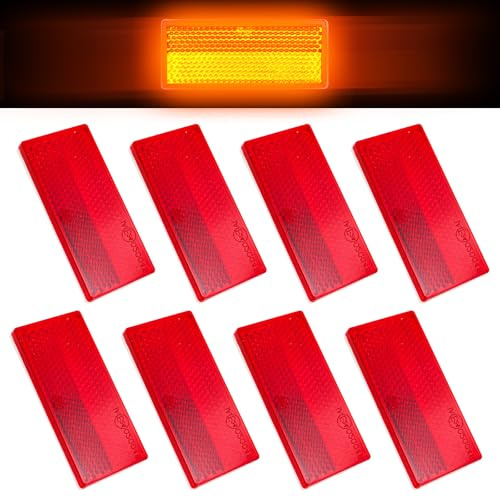 XINFAQAQ 8 Stück Reflektoren Selbstklebend Katzenauge Reflektor Rechteckig Rückstrahler 70 x 30 mm Erhältlich in DREI Farben für Torpfosten Zäune LKW RV Wohnwagen (Rot)