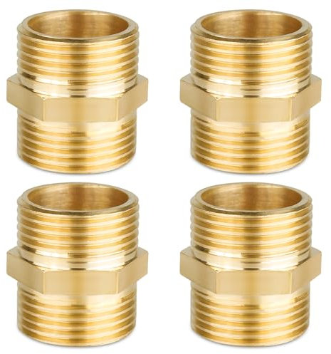 4 Stück Doppelnippel 1 Zoll Ø 32mm Doppelnippel mit Sechskant Verbindungsstück Gewindefitting Messing Außengewinde für Klimaanlagen Rohrverbindunge