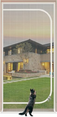Anti-Mosquito Curtain Zip Fly Screen Door 80×200cm, Insect Protection Door Zip Fly Net Mosquito Net For Balcony Door Cellar Door Living Room Patio Door Fly Screen No Drill Star(White,120x220cm)