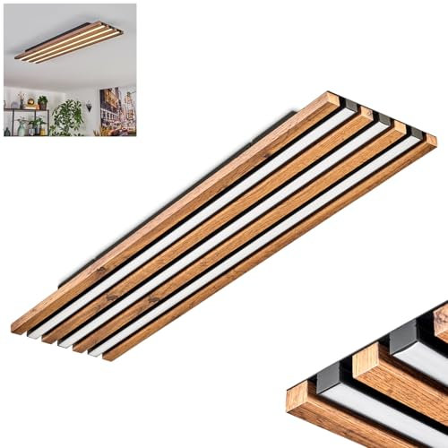 HOFSTEIN LED Deckenleuchte Tandragee, DeckenPanel aus Metall/MDF/Kunststoff in Schwarz/Holzoptik/Weiß, 30 Watt, 3000 Kelvin, Deckenleuchte für Schlafzimmer, Esszimmer, Wohnzimmer, Küche, Flur