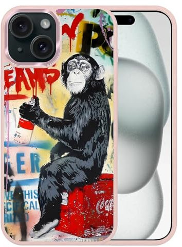 artslion Magnetisch Hülle für iPhone 13/14 6,1 Zoll Kompatibel mit MagSafe, Handyhülle Rückseite Stoßfest Schutzhülle-Aquarell AFFE Muster