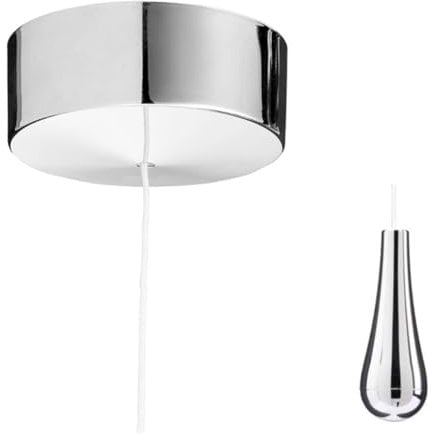 Taps2Traps™ Chrome Bathroom Ceiling Light Pull Cord Switch 2 way 6A With CP Teardrop Pendant