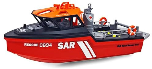 Meiurlex Ferngesteuertes Rettungsboot, 2,4-GHz Wasserdichtes Rennboote 1:32 RC Schlepper Simulations Modell, 8 KM/H Hochgeschwindigkeits Rennboot für Pool & Seen, Erwachsene