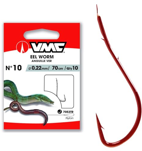 VMC Aalhaken 7053 Wurmhaken Vorfachhaken Rot 70cm #4