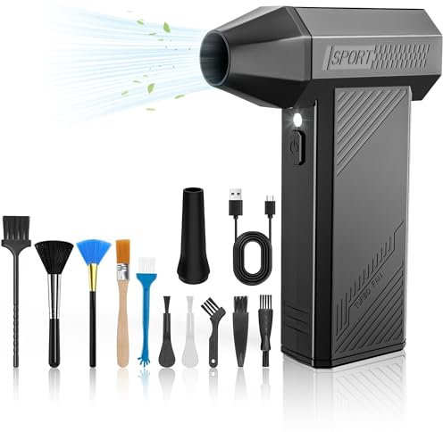 MJY 180000PRM Electric Air Duster,4 Gear Adjustable Compressed Air Duster,Rechargeable Cordless Mini Jet Fan Blower for Computer Keyboard,Car,Outdoors,Home