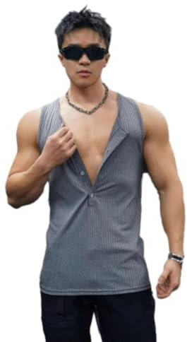 BASHAMAN Tank Top Herren Schnelltrocknend Atmungsaktiv Muskelshirt Leichte Komfortabel Freizeithemden Gym Workout Tankshirt Sport Fitness Laufshirt F-Light Grey S