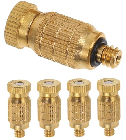 Abaodam 5-teiliges Hochdruck-Kupfer-Nebeldüsen-Set für Pool- und Garten-Kühlsysteme, langlebige Zerstäuberköpfe, einfache Installation und vielseitige Bedienung