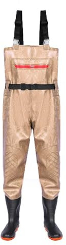 Stivali A Coscia da Pesca Ginocchiere Spesse a Doppio Strato, Stivali da Pesca Impermeabili per Uomo, per Il Petto e i Fianchi, per la Pesca e Il Lavaggio dell'auto.(Gold,43 EU)