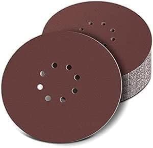 225mm Hook and Loop Sanding Discs 120 Grit, 15 Pcs 9 Inch 8 Holes Sandpaper Sheet for Wood Finishing, Furniture Refinishing & Drywall Touch-Ups
