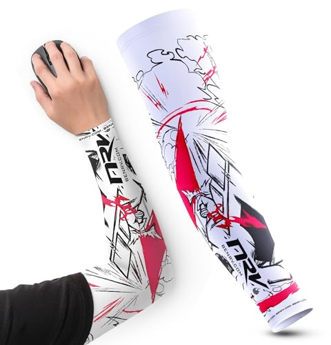 NRV Team HEROIC - Polsino da gioco – Comfort & Controllo – Anti-Friction – Design Esport – Bianco & Rosso – Taglia S – 3XL, Manga, L