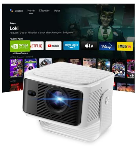 Vidéoprojecteur 4K Mini Projecteur Vidéo 1080P 35000LM Auto Focus/Keystone Smart Rétroprojecteur Portable WiFi6 Bluetooth Home Cinéma/Extérieur