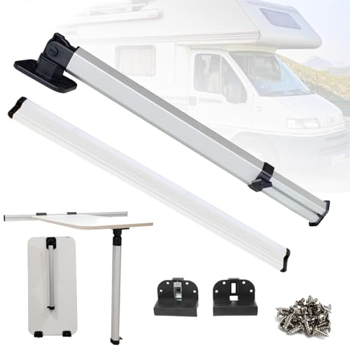 BONJUME Abnehmbares Tischbein und Gleitschiene für Wohnmobil Yacht, 51,5-78 cm Teleskopisch RV-Klapptischbein, 50cm Führungsschienen Stabiles, Abnehmbares Tischbein, Wohnmobil Tischsockelhalterung