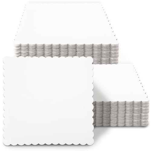 Gcardist White 10 Inch Wave Cake Boards 15-Packs Squares Base Food-Grade Cardboard Wave Cake Plate（Thinner But Stronger）