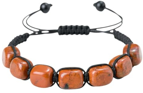 Karma NH10920064 Naturstein Armband Jaspis od. Aventurin Damen Herren Textil modern Armband Geschenk für sie ihn Steinarmband verstellbar unisex Braun od Grün