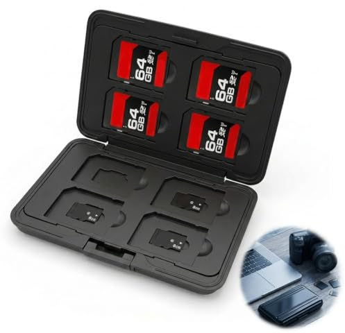 Solisara Étui pour Cartes Mémoire, Boîte de Rangement Carte SD et TF | Porte Carte SD Portable Haute Capacité 8 SD + 8 Micro SD Cards Résistant aux Éclaboussures pour Appareil Photo