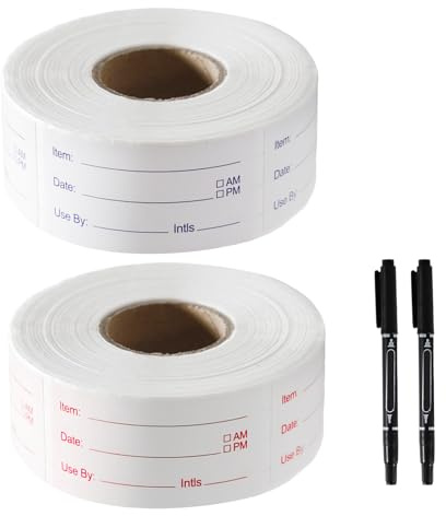 1000PCS Food Labels Stickers, 1x2 Inch Freezer Labels for Kitchen Use | Easy Peel-Off Design Leaves No Residue, Helps Organise Food Storage with Clear Date Tracking and Inventory Management