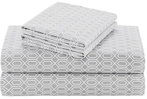 Comfort Spaces 100% Cotton Sheet Set Breathable, Lightweight, Soft with 14 Elastic Pocket Fits up to 16 Mattress, All Season Cozy Bedding, Matching Pillow Case, King Diamond Taupe 4 Piece