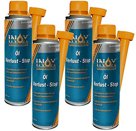 INOX® Öl Verlust Stop Additiv, 4 x 250ml - Öl-Zusatz verhindert Ölleck im Motor, für alle KFZ Motoren