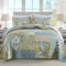 NEWLAKE Tagesdecke-Set mit echter Stickerei, Bohemian-Blumenmuster, King-Size