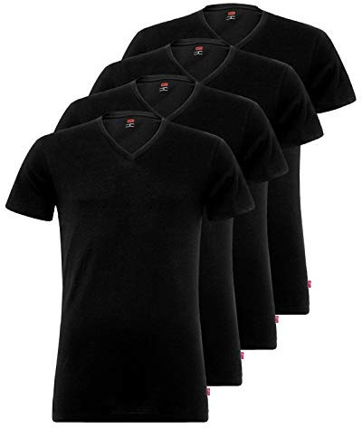 Pack de 4 camisetas Levis con cuello en V para hombre, cuello de pico, 884 Jet Black, M