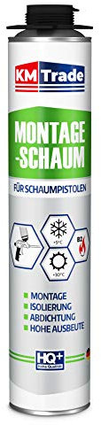 KM Trade Montageschaum - PU-Schaum für Schaumpistolen - 1K Pistolenschaum für innen & außen - 1 x 750 ml