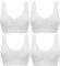 Marielle 4 Pack Double Lined Material Premium Comfort Bra Seamless Bralette No Wire S-5XL (4-Pack White, M)