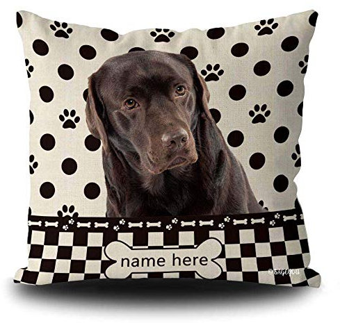 BAGEYOU Kissenbezug mit Hundemotiv, gepunktet, Labrador, Büffel, Karo, Pfotenabdrücke, Heimdekoration, quadratisch, 45,7 x 45,7 cm