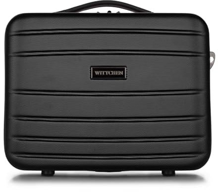WITTCHEN Valise cosmétique Valise de Voyage en ABS Bagages Trousse de Toilette en ABS Sac cosmétique Femme Homme Étui de Voyage Globe Line Noir