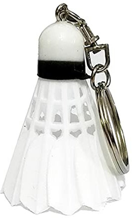 Mini-Badminton-Schlüsselanhänger, bunt, PVC, Sport-Schlüsselanhänger, Taschen-Anhänger, Badminton-Federball, Autoschlüsselhalter (weiß)