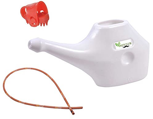 NETCLUB Accupressure Durable Plastic Unbreakable Jal Neti Pot with special Neti Thread Rubber sutra neti for yoga Nasal Passage thumb pad fitness kit massager kit