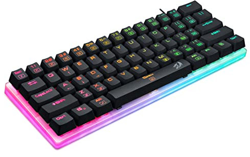 Redragon K605 Alien Giant - Teclado mecánico para Juegos, 61 Teclas súper Grandes e Interruptor Azul Outemu, retroiluminación LED RGB ergonómica, con Cable Tipo C, tecla Completa, sin conflictos,