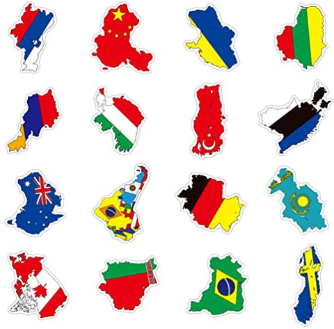 Sewroro 100Pcs National Flag Country Country Sticker Vinyl World Flag Aufkleber Country Flaggen Abziehbild für Laptop- Auto Koffer Wasserflasche Dekor