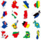 Sewroro 100Pcs National Flag Country Country Sticker Vinyl World Flag Aufkleber Country Flaggen Abziehbild für Laptop- Auto Koffer Wasserflasche Dekor