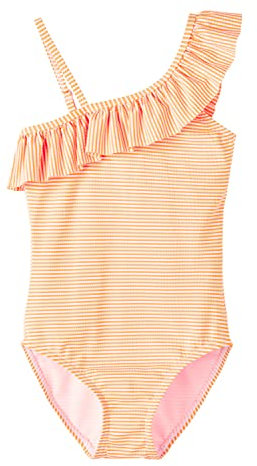 name it Girl's NKFZILINE Swimsuit Box Badeanzug, Orange Pop, 134/140