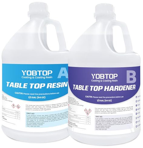 Deep Pour Epoxy Resin Crystal Clear Fiberglass Table Top Resina Epoxica Transparente Contact Resin That Self Leveling, Fast Curing 1 Gallon 2 Part Epoxy for Coating, Casting Wood,Tumblers1:1