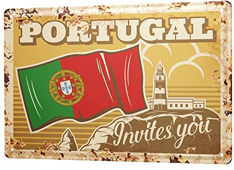 Blechschild Retro - Vintage Metall-Poster für das Wohnzimmer - Portugal Fahne Motiv - 20 x 30 cm