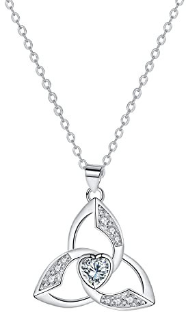 Hifeeled Keltischer Knoten Kette Damen 925 Sterling Silber Anhänger Halskette mit Hypoallergen Verstellbar Ketten |45cm+5| für Frauen Schmuck Geschenk