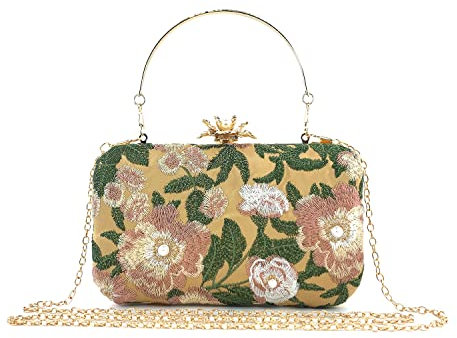 Jywmsc Bolsos de Mano con Cuentas Bordadas para Mujer, Bolsos de Noche, Monederos Vintage para Fiesta Formal, Boda