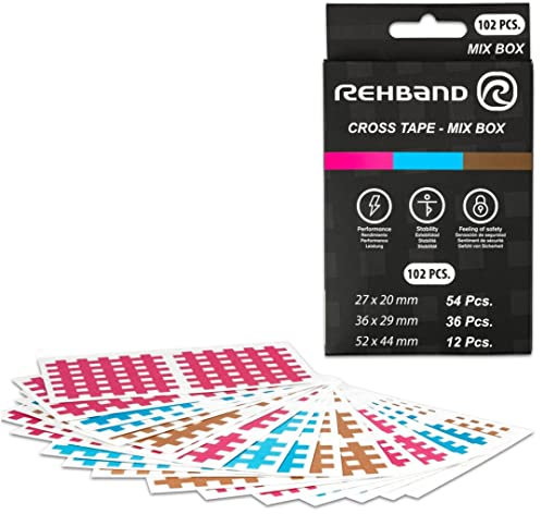Rehband Crosstape, Gittertape-Sport Größen, Akupunkturpflaster für Sport & Alltag, Farbe:Farbmix, Größe:102 Stück